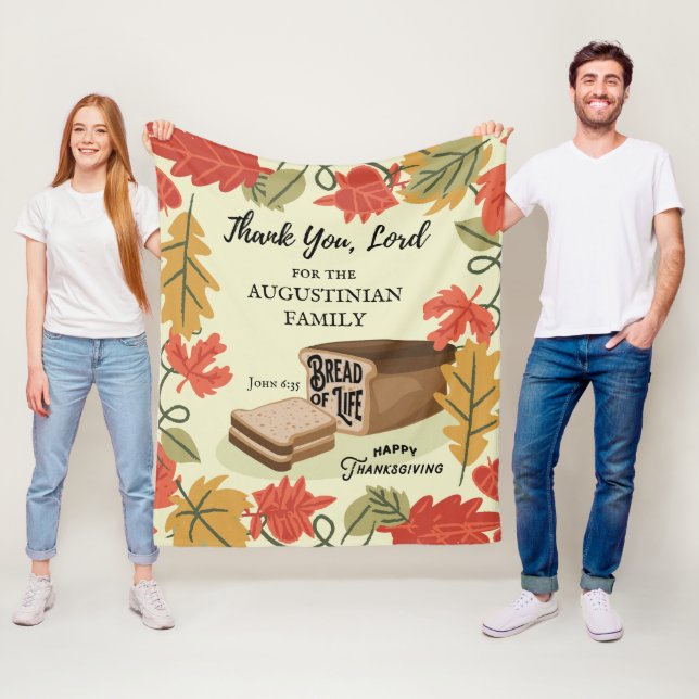 Happy thanksgiving BREAD LIVSfamiljen Namn Fleecefilt (På plats)