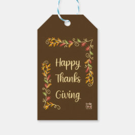 Happy Thanksgiving - Brown Theme Presentetikett