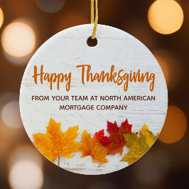 Happy thanksgiving Business Höst löv Company Compa Julgransprydnad Keramik