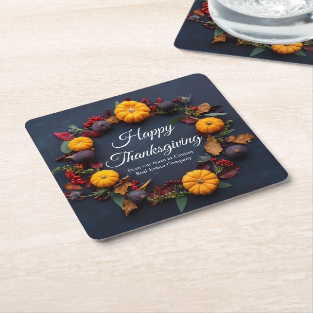 Happy thanksgiving Business Pumpkin Dinner Party Underlägg Papper Kvadrat (Vinklad)