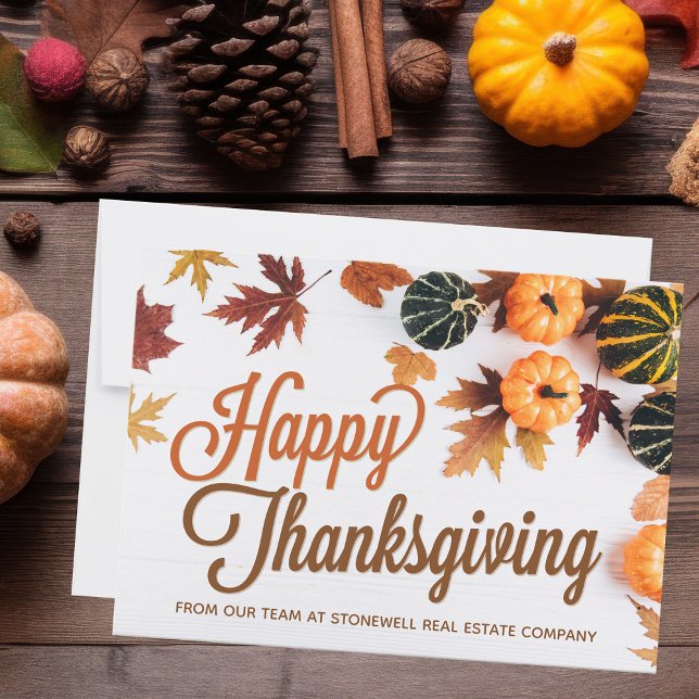 Happy thanksgiving Business Pumpkin Photo Anpassni Kort (Skapare uppladdad)
