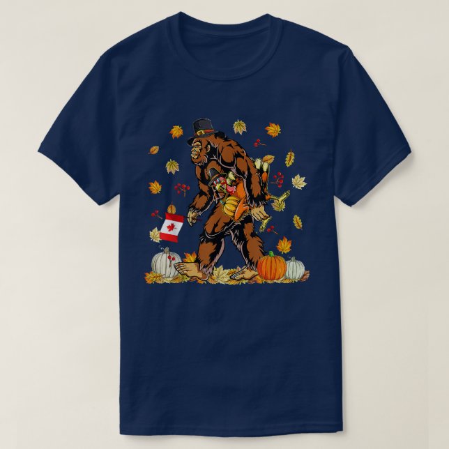 Happy thanksgiving Canada Bigfoot Turkey Funny T Shirt (Design framsida)