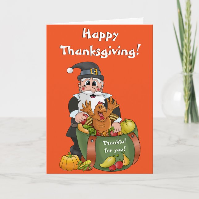 Happy thanksgiving Card-För barn från Santa Helgkort (Framsida)