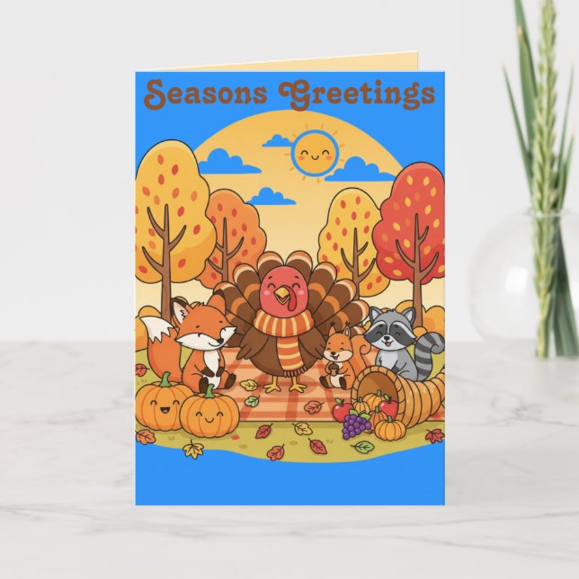 Happy Thanksgiving Card for Kids Kort (Framsida)