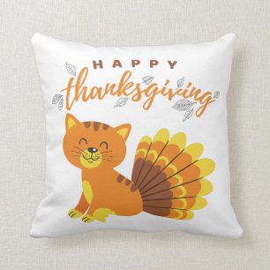 Happy thanksgiving Cat Turkiet Kudde