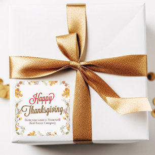 Happy thanksgiving Chic Höst löv Anpassningsbar Co Fyrkantigt Klistermärke