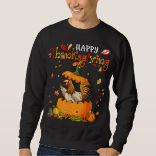 Happy thanksgiving Chicken Inside Pumpkin Matching Lång Ärmad Tröja