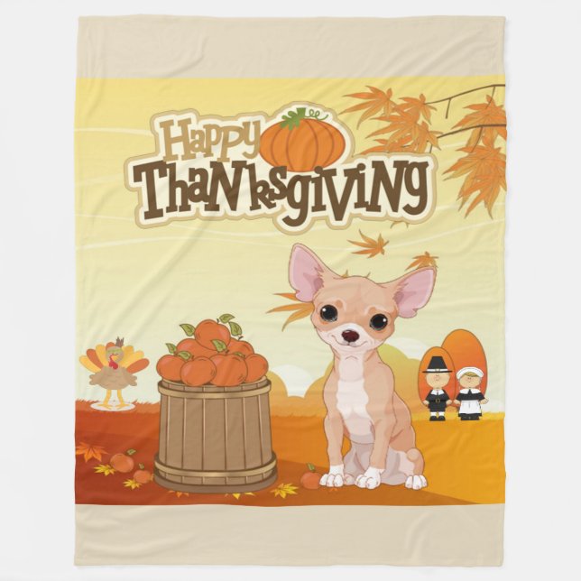 Happy thanksgiving Chihuahua Fleecefilt (Framsidan)