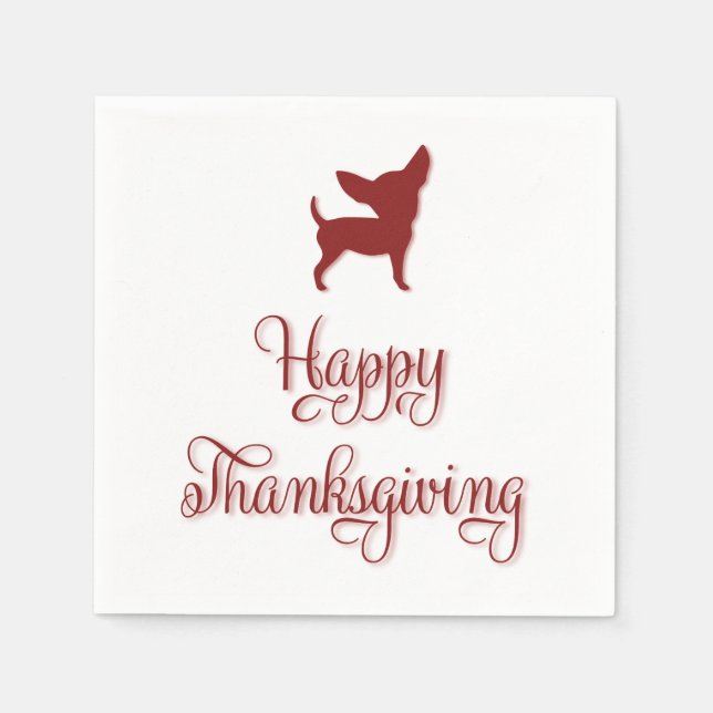 Happy thanksgiving Chihuahua Papper Napkins Pappersservett (Framsidan)