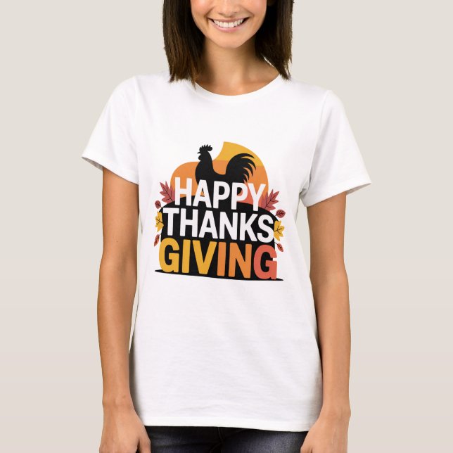Happy Thanksgiving Classic Fall Design T Shirt (Framsida)