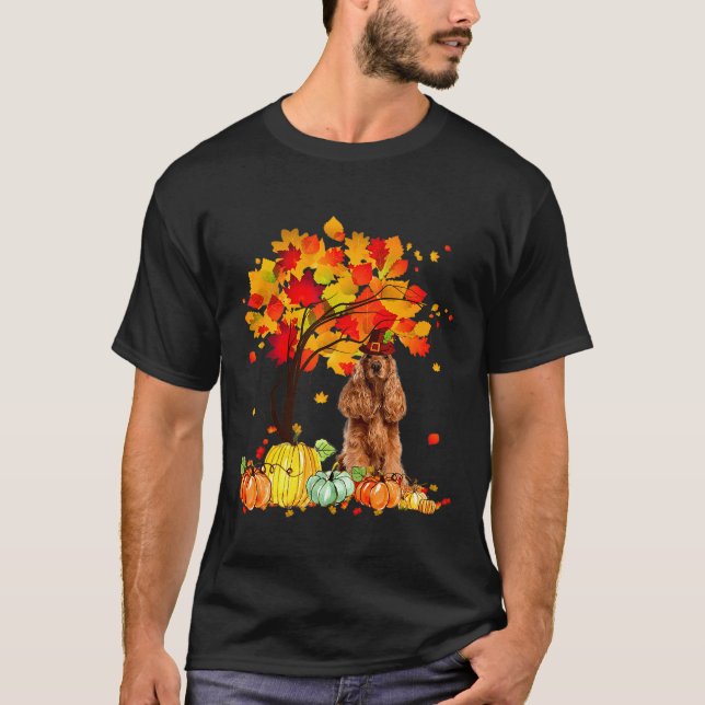 Happy thanksgiving Cocker Spain Cute Hund T Shirt (Framsida)