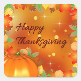 Happy thanksgiving Colorful Höst löv Fyrkantigt Klistermärke