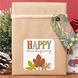 Happy thanksgiving Colorful Höst löv Helgdag Fyrkantigt Klistermärke