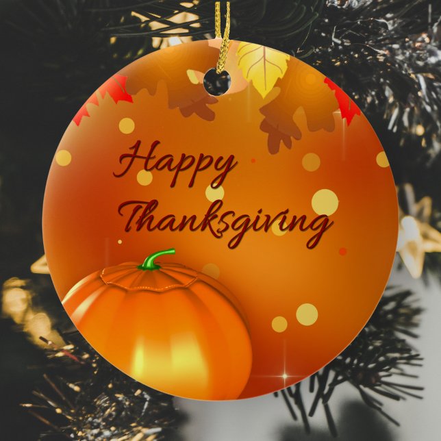 Happy thanksgiving Colorful Höst löv Julgransprydnad Keramik (Skapare uppladdad)