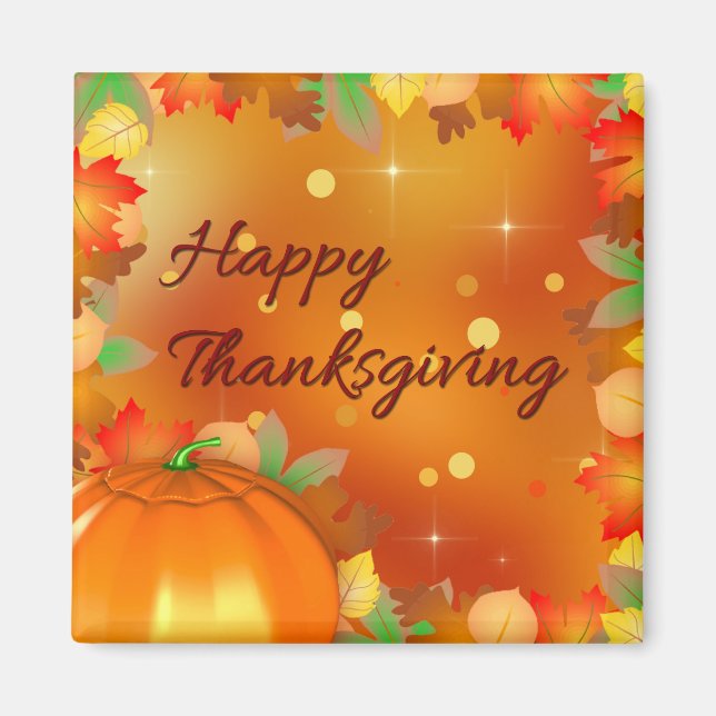 Happy thanksgiving Colorful Höst löv Magnet (Framsidan)