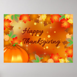 Happy thanksgiving Colorful Höst löv Poster