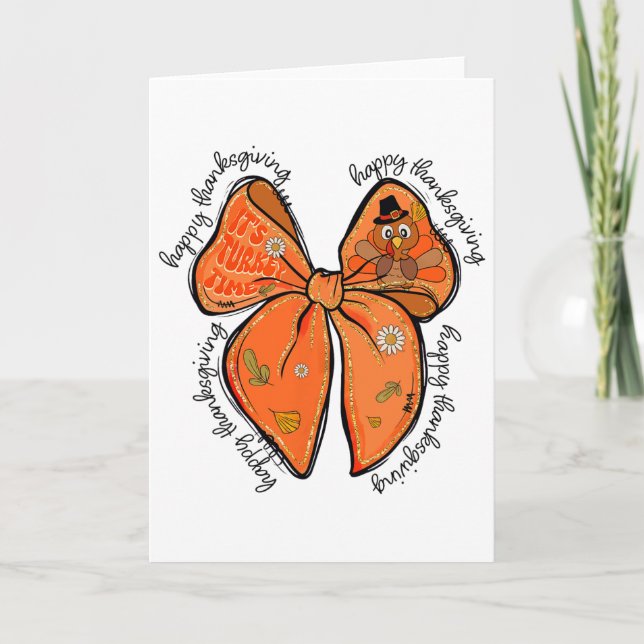 Happy thanksgiving Coquette Turkey Bow Pumpkin Wom Kort (Framsida)