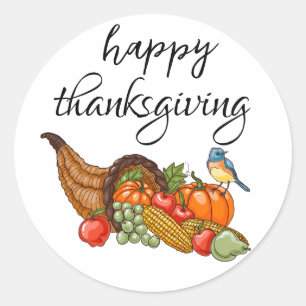 happy thanksgiving Cornucopia Runt Klistermärke