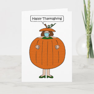 Happy thanksgiving Covid 19 Dam i Pumpkin Outfit Kort