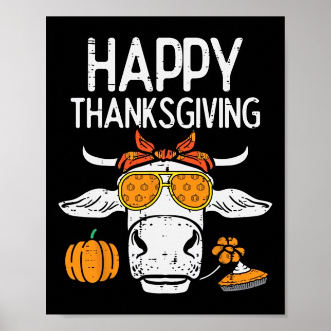 Happy thanksgiving Cow Fall Hösthösten Jordbrukare Poster (Framsidan)