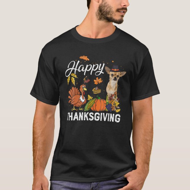 Happy thanksgiving Cute Chihuahua Turkey Pumpkin F T Shirt (Framsida)