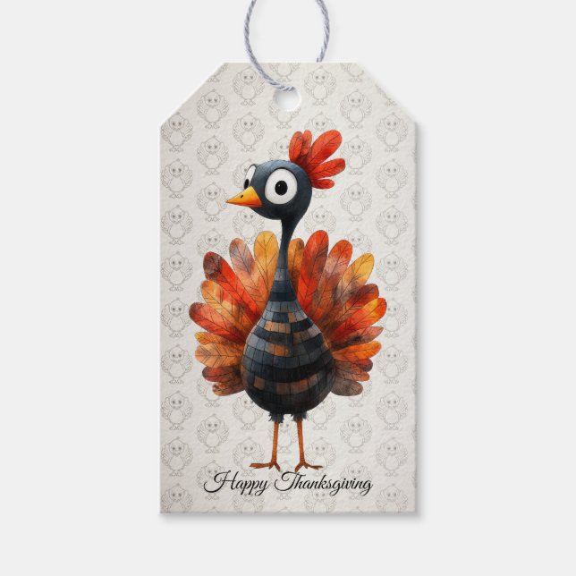 Happy thanksgiving Cute Colorful Baby Turkiet Presentetikett (Framsidan)
