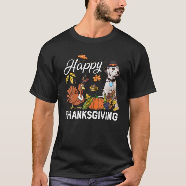 Happy thanksgiving Cute Dalmatien Turkey Pumpkin F T Shirt (Framsida)