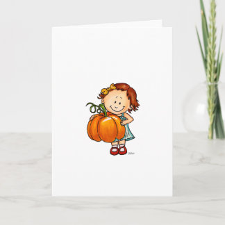 Happy thanksgiving - Cute Girl med en stor Pumpkin Helgkort