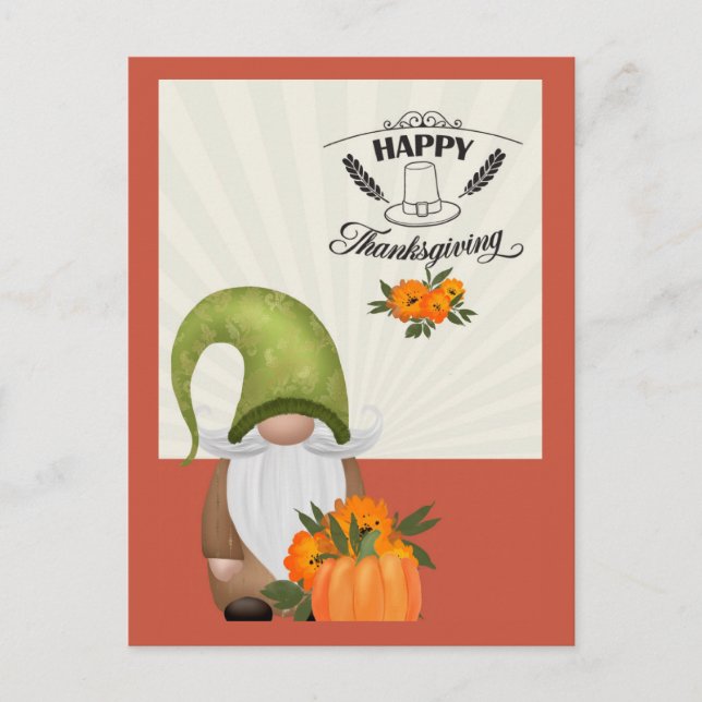 Happy thanksgiving Cute Gnome Vykort (Framsida)