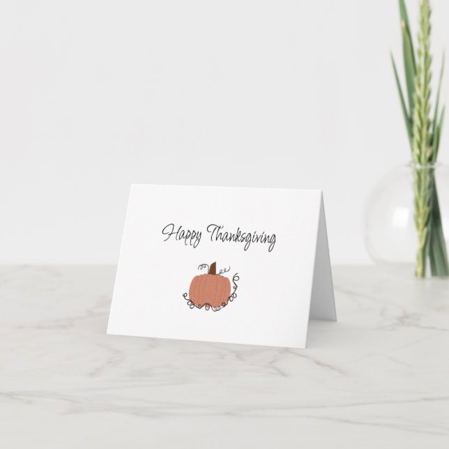Happy thanksgiving Cute Orange Pumpkin-vykort Kort (Framsida)