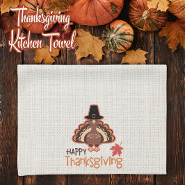 Happy thanksgiving Cute Pilgrim Turkiet Kökshandduk