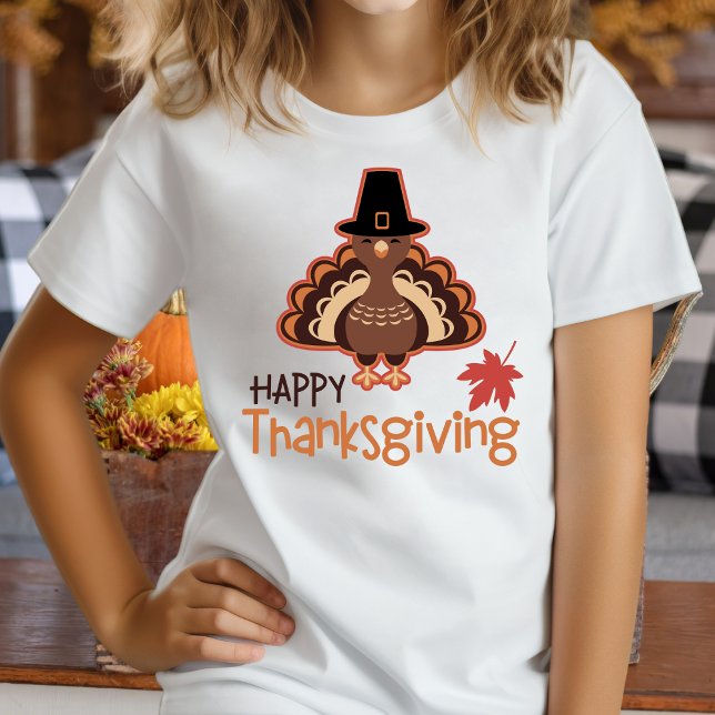 Happy thanksgiving Cute Pilgrim Turkiet T Shirt (Happy Thanksgiving Cute Pilgrim Turkey T-Shirt)