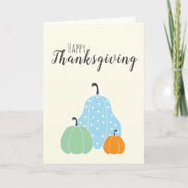 Happy thanksgiving Cute Pumpkins Grönt Blue Orange Kort