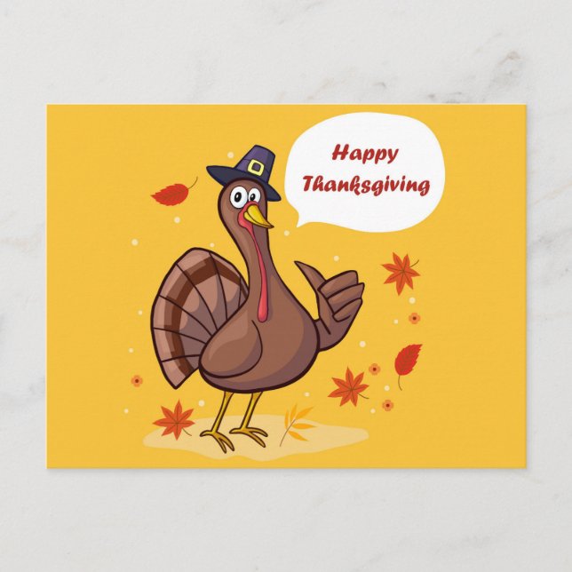 Happy thanksgiving Cute Tecknad Turkiet Vykort (Framsida)