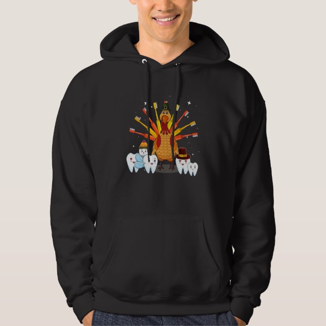 Happy Thanksgiving Cute Turkey Teeth Toothbrush De Hoodie (Framsida)