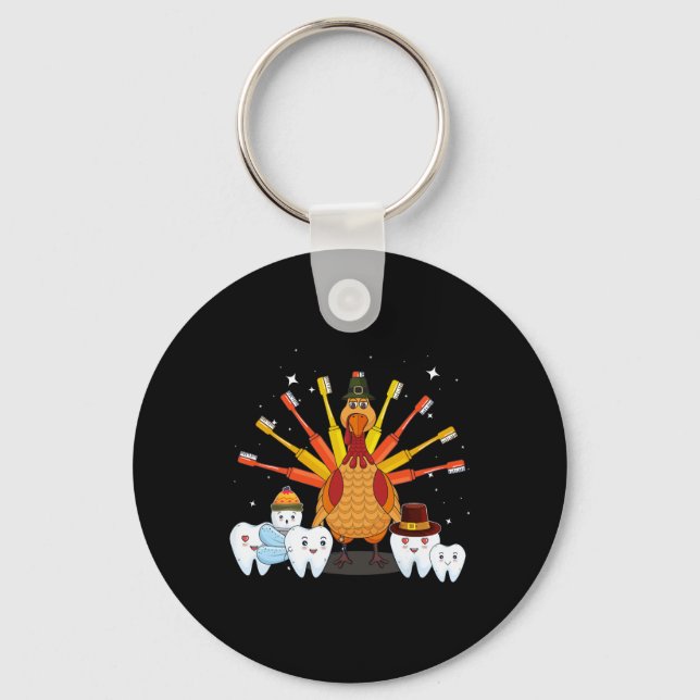 Happy thanksgiving Cute Turkey Teth Toothbrush De Nyckelring (Framsida)