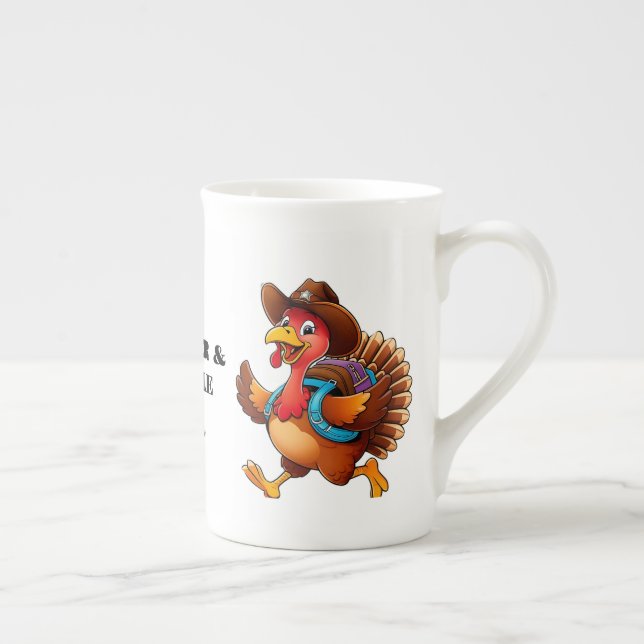 Happy thanksgiving Cute Turkey Travel Benporslin Mugg (Höger)