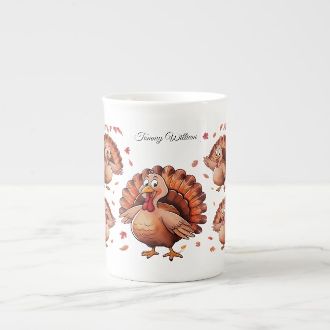Happy thanksgiving Cute Turkiet Benporslin Mugg (Framsidan)