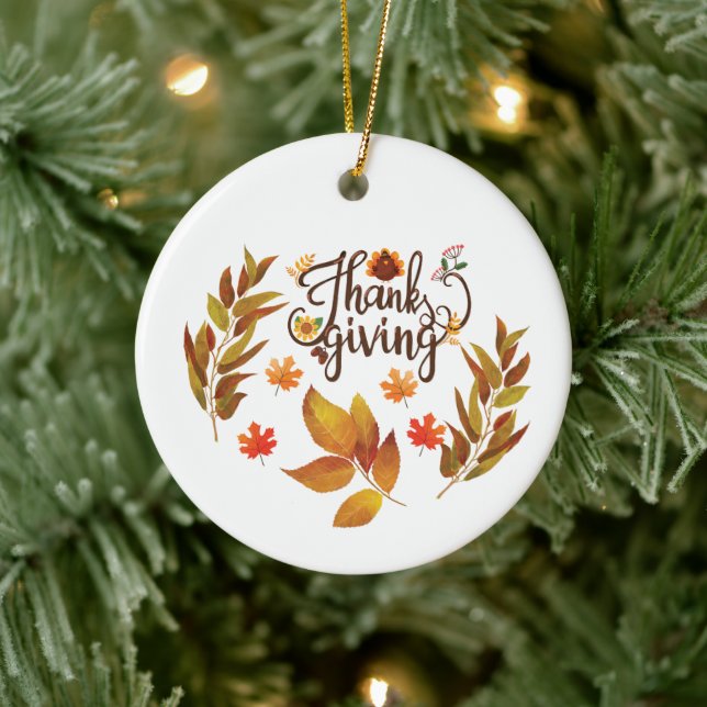 Happy thanksgiving Cute Turkiet Julgransprydnad Keramik (Träd)