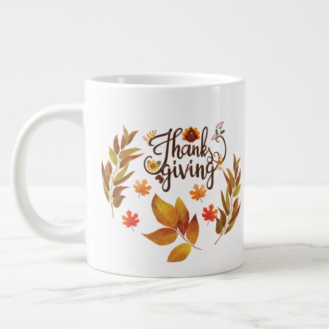 Happy thanksgiving Cute Turkiet Jumbo Mugg (Vänster)