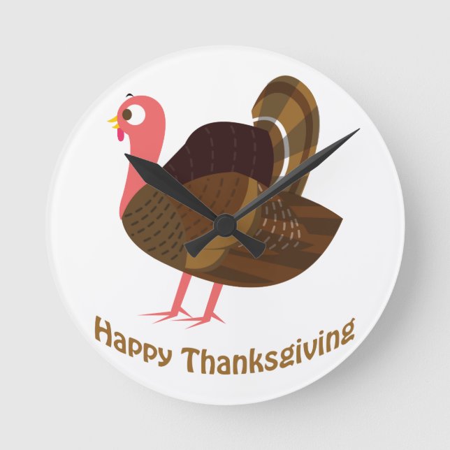 Happy thanksgiving! Cute Turkiet Rund Klocka (Framsida)
