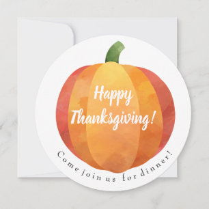 Happy thanksgiving Cute Watercolor Pumpkin Inbjudningar