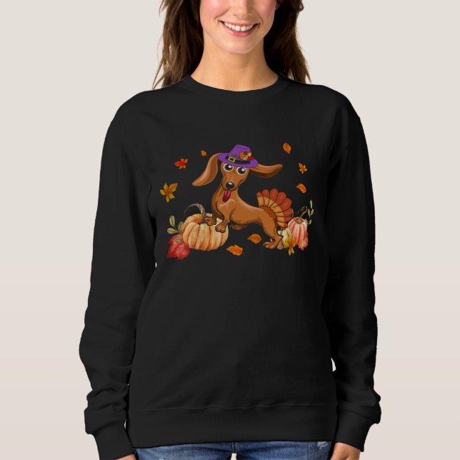 Happy Thanksgiving Dachshund Dog  Turkey Day Costu T Shirt (Framsida)