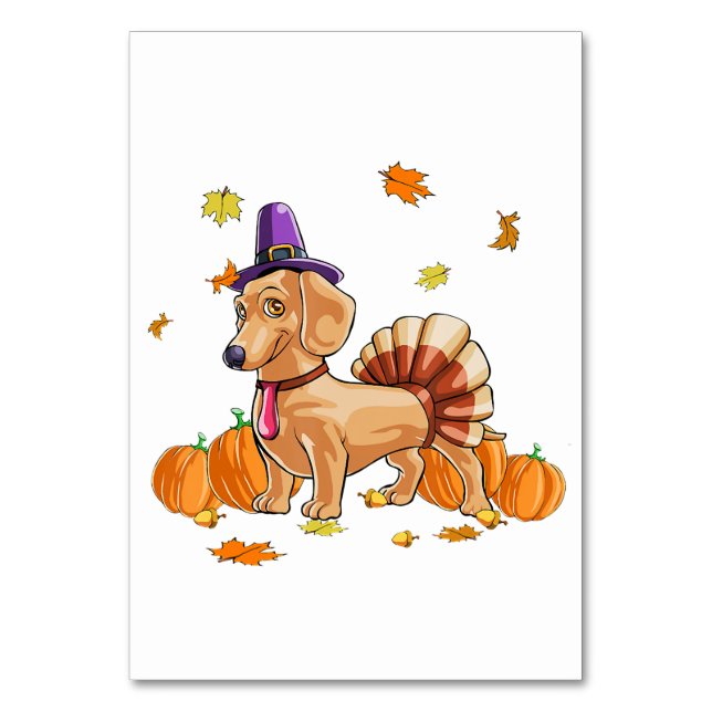 Happy Thanksgiving Dachshund Turkey Costume T  Fun Bordsnummer (Framsidan)