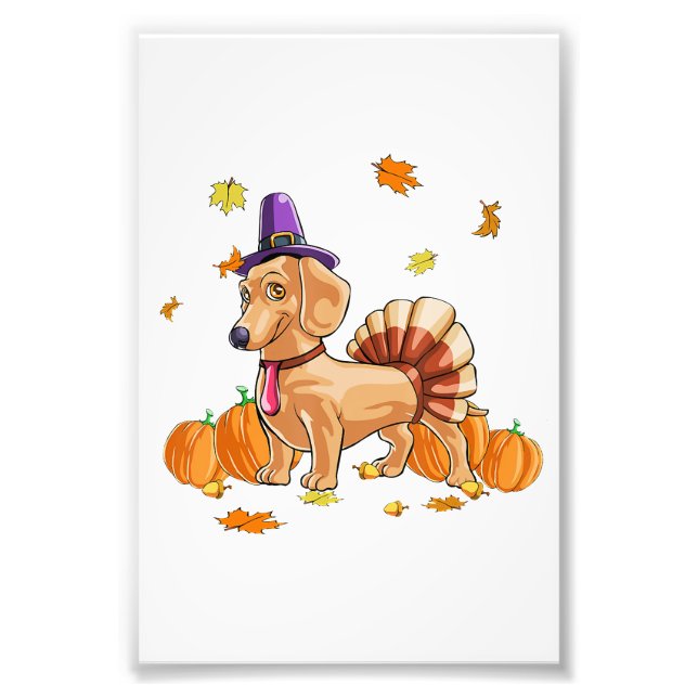 Happy thanksgiving Dachshund Turkey Costume T Roli Fototryck (Framsidan)