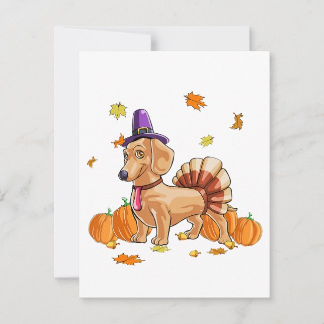 happy thanksgiving Dachshund Turkey Costume T Roli Inbjudningar (Framsida)
