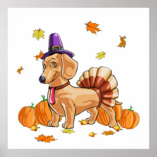 happy thanksgiving Dachshund Turkey Costume T Roli Poster