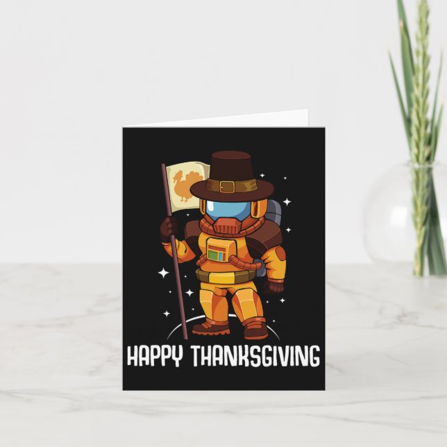 Happy thanksgiving Dag Astronaut Turkiet Flagga Fa Kort (Framsida)