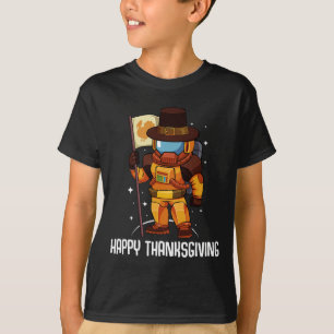 Happy thanksgiving Dag Astronaut Turkiet Flagga Fa T Shirt