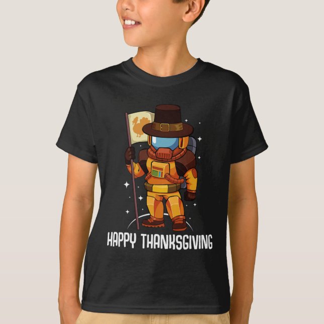Happy thanksgiving Dag Astronaut Turkiet Flagga Fa T Shirt (Framsida)